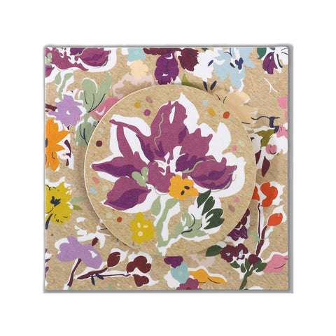 Mini Tarjeta - Varias flores fondo kraft