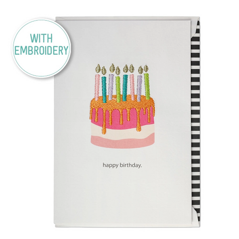 Tarjeta Felicitación con Bordado - Tarta con velas