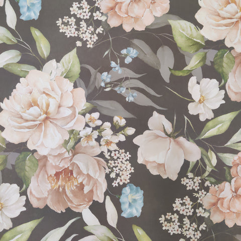 Papel regalo reversible Flores fondo negro 100x70cm