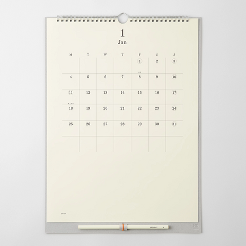 Calendario de pared 2027 con lápiz - Midori MD