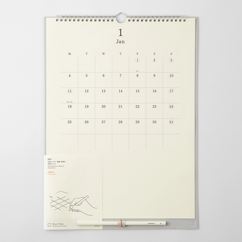 Calendario de pared 2027 con lápiz - Midori MD
