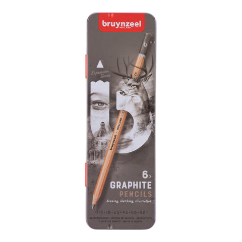 6 Lápices de grafito - HB a 8B - Bruynzeel