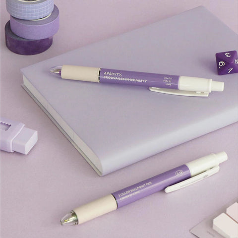 Bolígrafo con 3 colores: negro, violeta y verde claro - Iconic