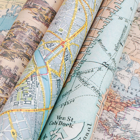 Libro con 12 papeles de regalo - 060 Mapas