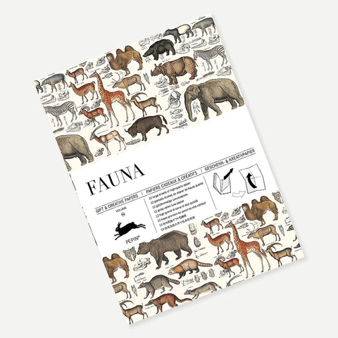Libro con 12 papeles de regalo - 090 Fauna