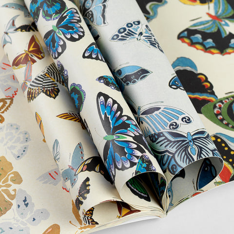 Libro con 12 papeles de regalo - 117 Mariposas japonesas