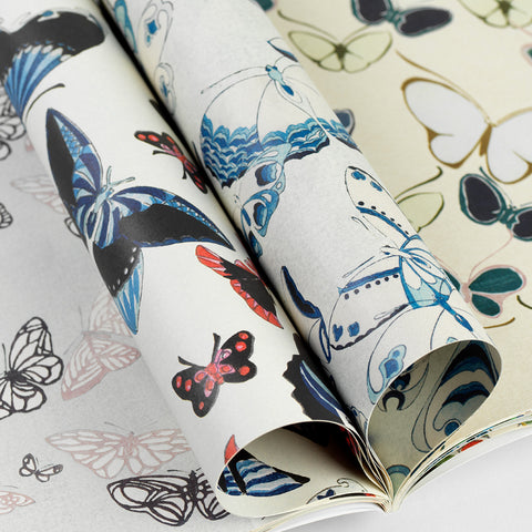Libro con 12 papeles de regalo - 117 Mariposas japonesas