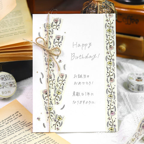 Washi tape con dorado - Cenefa floral