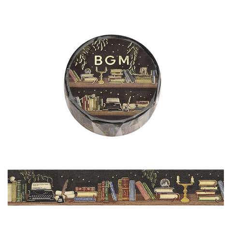 Washi tape con dorado - Estante con libros