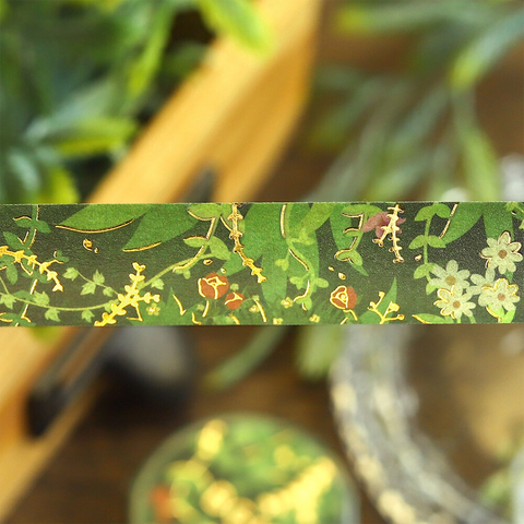 Washi tape con dorado - Camino verde