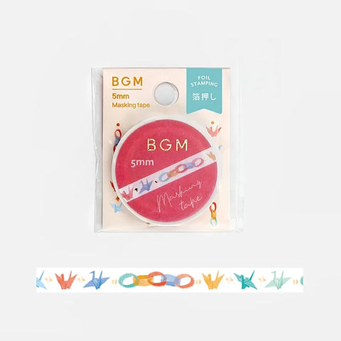 Washi tape con dorado 5mm - Grullas de papel