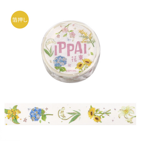 Washi tape con dorado - ippai - Flores