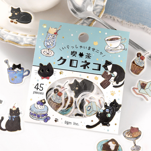 Pegatinas washi - Cafetería gato negro