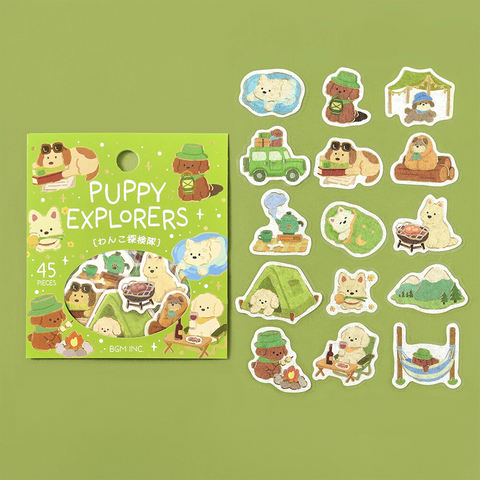Pegatinas washi - Puppy explorers