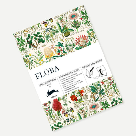 Libro con 12 papeles de regalo - Flora