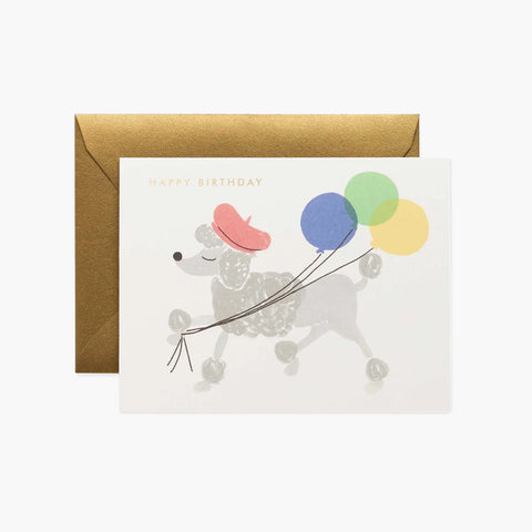 Tarjeta Felicitación Cumpleaños - Caniche francés
