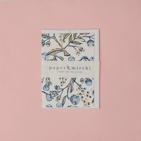 Tarjeta artesanal - Pájaros cantores azul