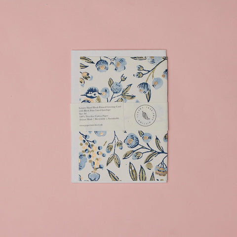 Tarjeta artesanal - Pájaros cantores azul