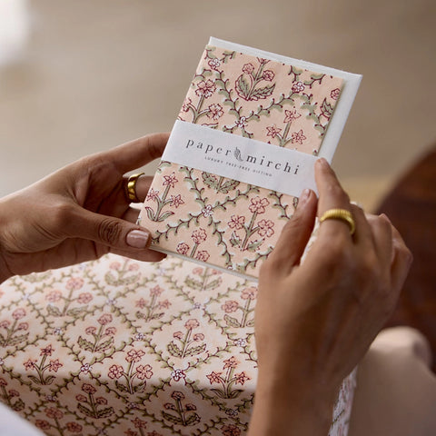 Tarjeta artesanal - Celosía Terracota