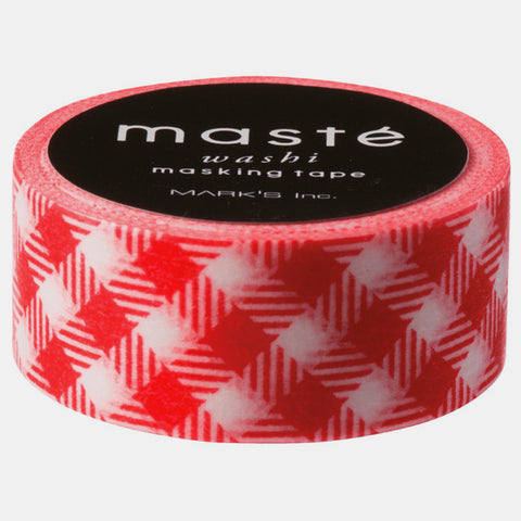 Washi Tape Cuadros Rojo 15mmx7m