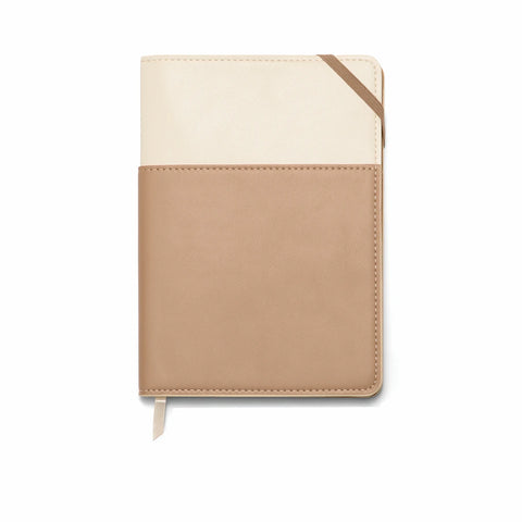 Cuaderno de piel sintética con bolsillo exterior