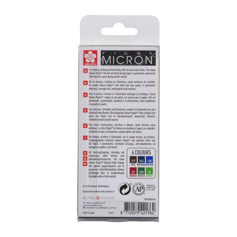 Sakura Pigma Micron 05 - Estuche 6 colores tierra