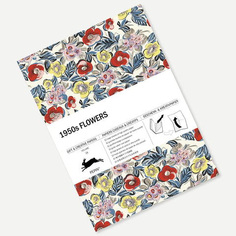 Libro con 12 papeles de regalo - 108 1950s Flowers