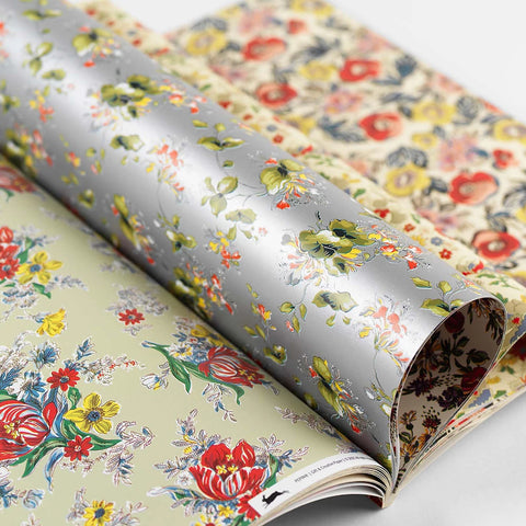 Libro con 12 papeles de regalo - 108 1950s Flowers