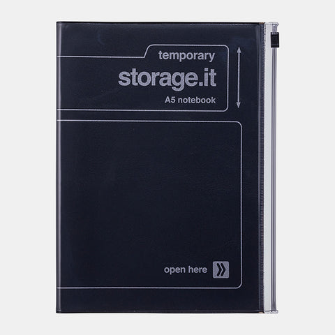 Cuaderno Storage.it con bolsillo zip - Negro