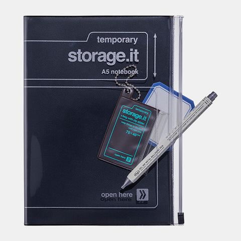 Cuaderno Storage.it con bolsillo zip - Negro