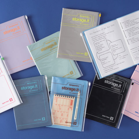 Cuaderno Storage.it con bolsillo zip - Azul