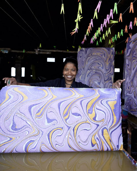 Papel regalo de algodón 50x70cm - Waves Lila