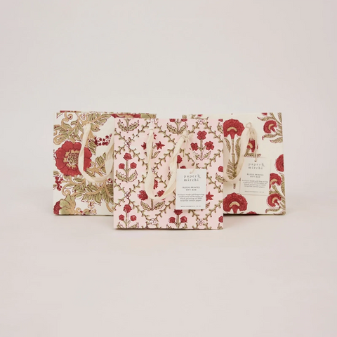 Bolsa de regalo pequeña - Papel artesanal Winter red