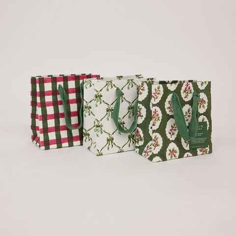 Bolsa de regalo pequeña - Papel artesanal Holly Green