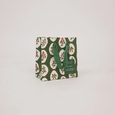 Bolsa de regalo pequeña - Papel artesanal Holly Green