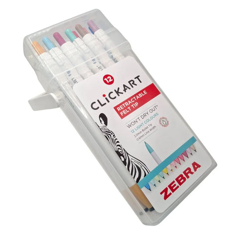 Rotulador retráctil Clickart Zebra - Caja 12 colores suaves