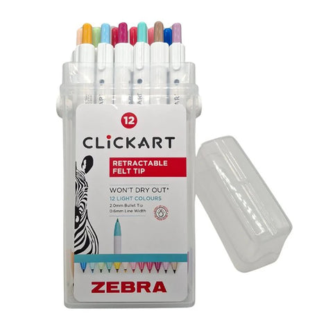 Rotulador retráctil Clickart Zebra - Caja 12 colores suaves