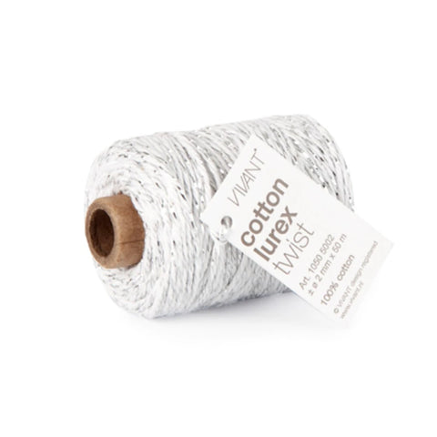 Cordón algodón blanco plata