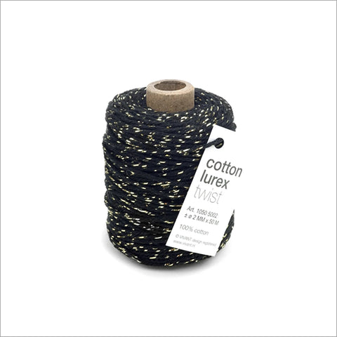 Cordón algodón negro dorado