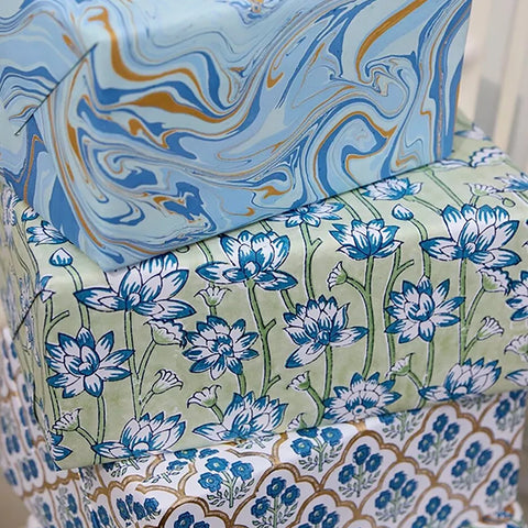 Papel regalo algodón 50x70cm - Lotus Indigo