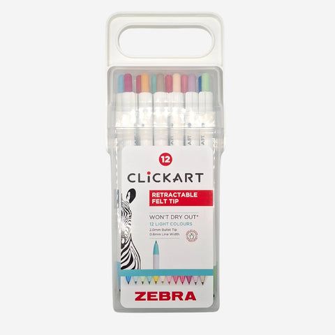 Rotulador retráctil Clickart Zebra - Caja 12 colores suaves