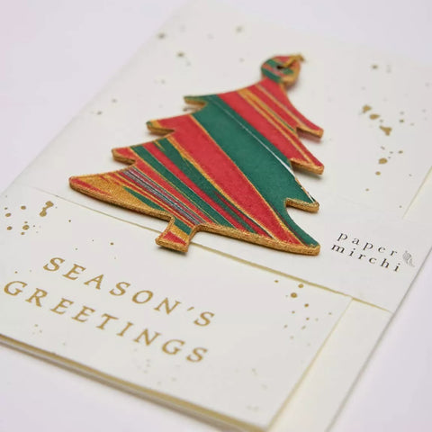 Tarjeta artesanal con adorno - Árbol festive