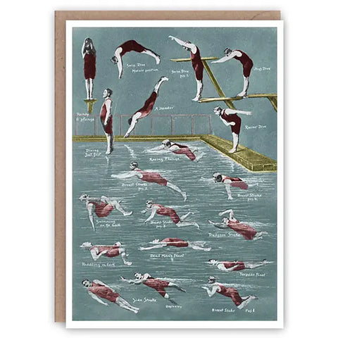 Tarjeta Vintage - Natación
