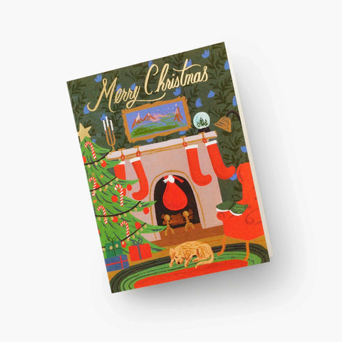 Tarjeta Felicitación Navidad - Chimenea