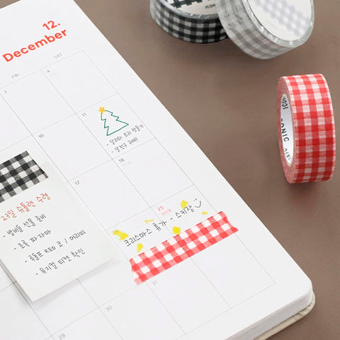 Washi tape 15mmx10m - Gingham Cherry