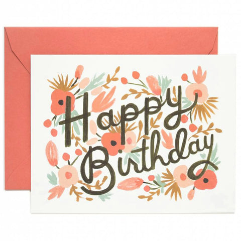 Tarjeta Felicitación Cumpleaños - Happy Birthday Floral