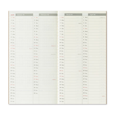 Agenda 2026 Semanal y Notas Traveler's Notebook Regular