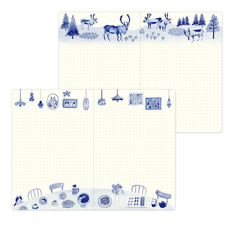 Libreta B6 Blue Nordic - Páginas con dibujos y malla de puntos