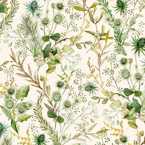 Papel regalo Composición floral verde-oro - 50x70cm