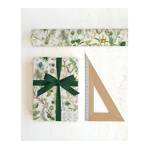 Papel regalo Composición floral verde-oro - 50x70cm